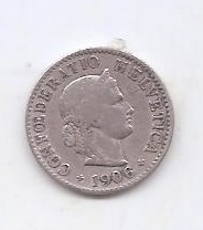 SUIZA DEL AÑO 1906 DE 5 RAPPEN